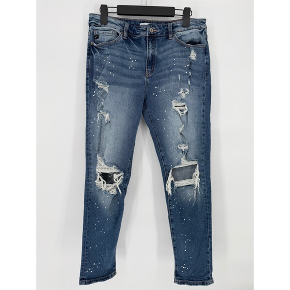 KanCan Denim - KanCan Jeans‎ Womens Distressed Blue Paint Splatter Skinny Leg Denim Size 11 29